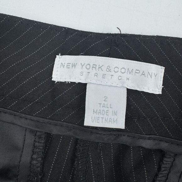 New York & Company Stretch Black Pinstripe Dress Pant Size 2 Tall - Picture 10 of 16